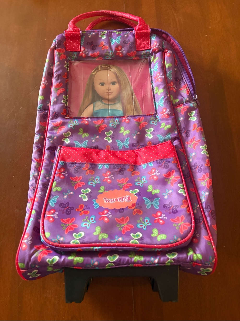 My Life Purple Butterfly Doll Carrier with Clear Display Window